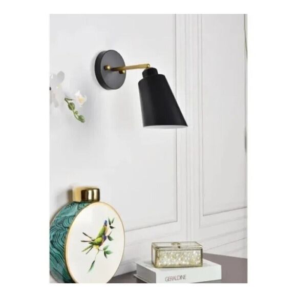 Living District 2354BK Halycon Bathroom Vanity Light Black and Brass Sconce NEW - Picture 3 of 8